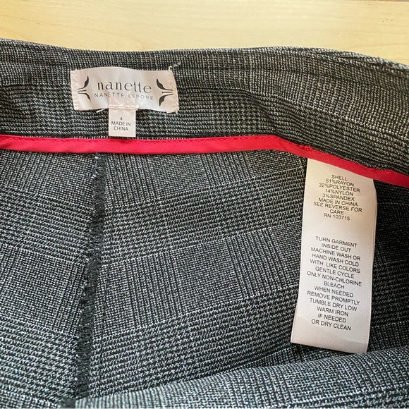 Nanette Lepore Plaid Pull On Stretch Tapered Fall Preppy Chic Trouser Pants Gray - Picture 5 of 9